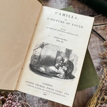 Load image into Gallery viewer, 1840 Camilla by Fanny Burney Three Volume Collection of Antique Books