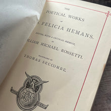 Load image into Gallery viewer, The Poetical Works of Mrs Hemans Victorian 19th Century Book