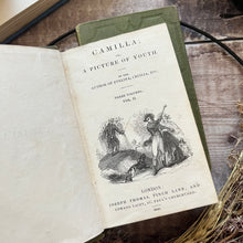 Load image into Gallery viewer, 1840 Camilla by Fanny Burney Three Volume Collection of Antique Books
