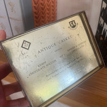 Load image into Gallery viewer, Antique Biscuit Tin with a Reproduction of a French Snuff Box in Gold Enamel