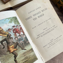Load image into Gallery viewer, Captain Cook's Voyage with Colour Illustrations19th Century Book Floral Binding