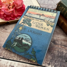 Load image into Gallery viewer, Spiral Bound Lined Notebook; A6 with Antique Book Art Cover