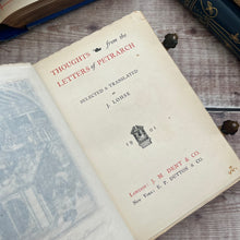 Load image into Gallery viewer, 1901 Thoughts from the Letters of Petrarch Full Vellum Binding with Beautiful Cherub Metal Clasps