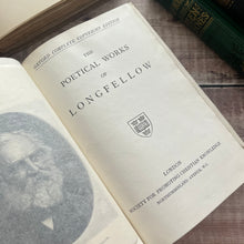 Load image into Gallery viewer, Longfellow's Poetical Works In Fine Half Vellum Binding Antique Book WORN