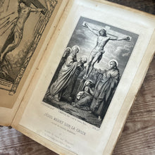 Load image into Gallery viewer, Full Leather Langage Des Fleurs; Transformed into a Scrap Book of Religious Images