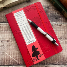 Load image into Gallery viewer, A5 Embossed Vegan Leather Notebook...Alice in Wonderland Theme