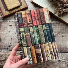 Load image into Gallery viewer, Spiral Bound Lined Notebook A5 Size with Antique Book Spine Image