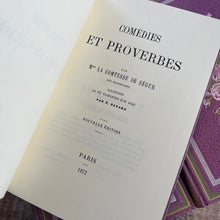 Load image into Gallery viewer, Collection of Three French Books by Comtesse de Segur; Floral Lilac Bindings 1979
