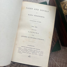 Load image into Gallery viewer, 1830's Collection of The Works of Maria Edgeworth in 18 Volumes Georgian Half Leather Set