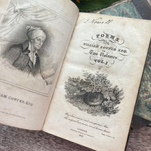 Load image into Gallery viewer, 1814 Poems of William Cowper Two Volumes Half Leather Antiquarian Books