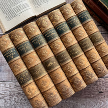 Load image into Gallery viewer, 1880's Complete Collection of the Life & Works of the Bronte Sisters Half Leather Marbled (Et)