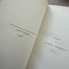 Load image into Gallery viewer, 1891 Volume II of The Works of Herrick; Fine Half Leather Binding by Zaehnsdorf