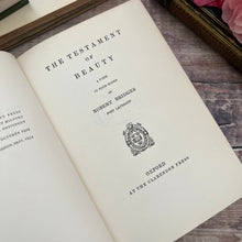 Load image into Gallery viewer, 1934 The Testament of Beauty by Robert Bridges; Quarter Leather Book