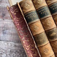 Load image into Gallery viewer, 1880's Complete Collection of the Life & Works of the Bronte Sisters Half Leather Marbled (Et)