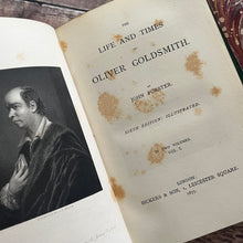 Load image into Gallery viewer, 1877 The Life of Oliver Goldsmith by Forster Two Volumes Half Leather Bindings