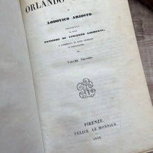 Load image into Gallery viewer, 1846 Quarter Vellum Orlando Furioso Two Volume Edition Published in Firenze Antique Books