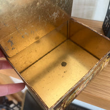 Load image into Gallery viewer, Antique Biscuit Tin with a Reproduction of a French Snuff Box in Gold Enamel