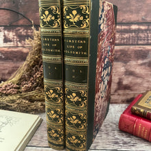 Load image into Gallery viewer, 1877 The Life of Oliver Goldsmith by Forster Two Volumes Half Leather Bindings

