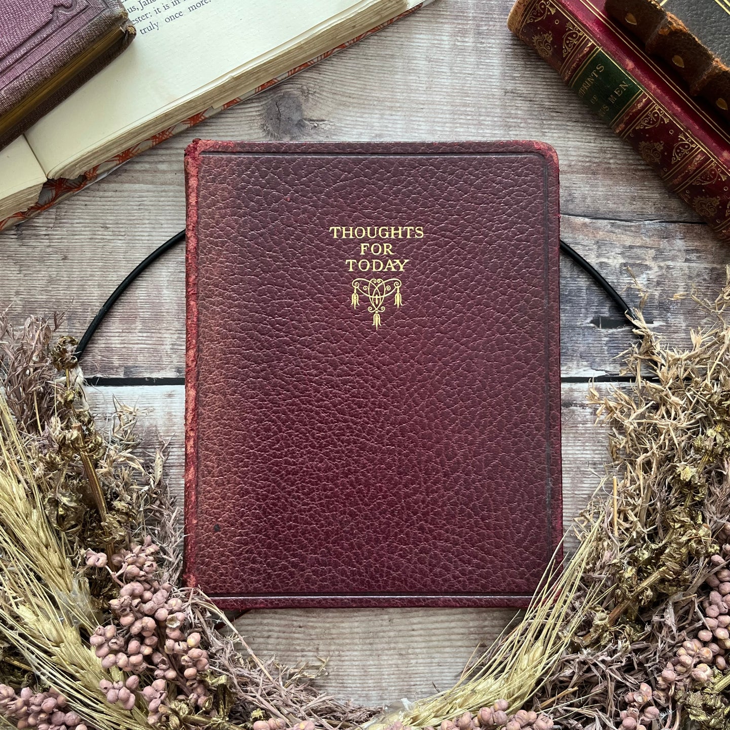 Thoughts for Today Collection of Quotes Vintage Antique Leather Book