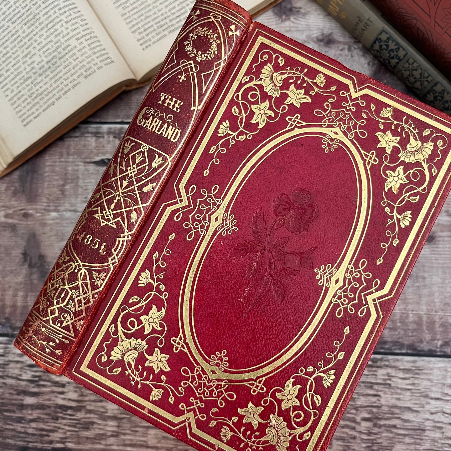 1851 The Garland or A Token of Friendship Fine Leather Binding with Gilt Decoration