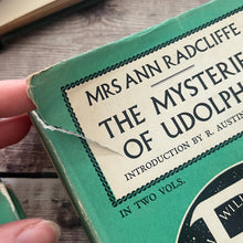 Load image into Gallery viewer, 1959 The Mysteries of Udolpho by Mrs Ann Radcliffe Two Volume Edition
