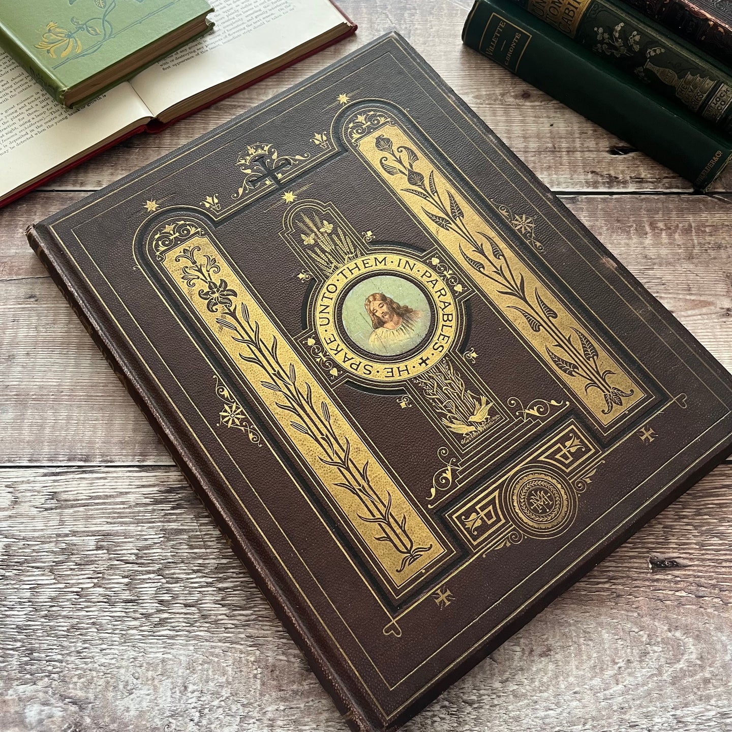 1870 Rare Edition of Twelve Parables of Our Lord Mid Victorian Book with Chromolithographs