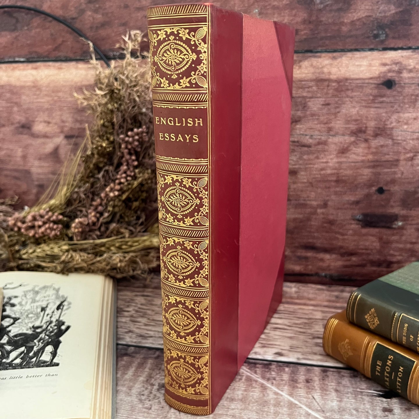 1929 The Hundred Best English Essays Half Calf Leather Antique Book Marbled