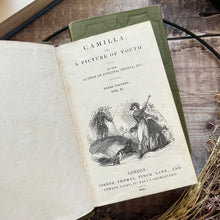 Load image into Gallery viewer, 1840 Camilla by Fanny Burney Three Volume Collection of Antique Books
