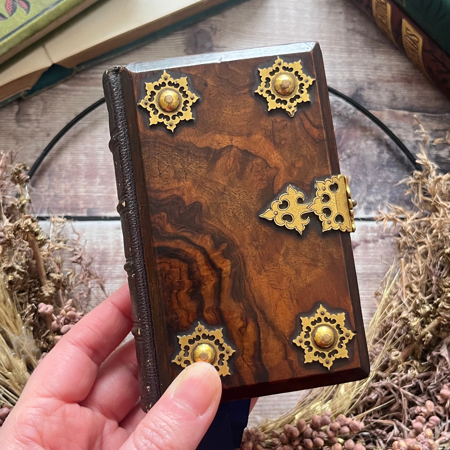 1854 The Book of Common Prayer Polished Wood and Brass Decorated Book