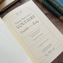 Load image into Gallery viewer, Candide and Zadig by Voltaire 1977 Full Leather Book with Floral Gilt by Franklin Library
