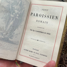 Load image into Gallery viewer, 1885 Petit Paroissien Romain; Full Leather French Catholic Prayer Book with Metalwork
