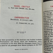 Load image into Gallery viewer, 1962 The Roman Missal Full Leather Illustrated book with Gauffered Text Block Edges

