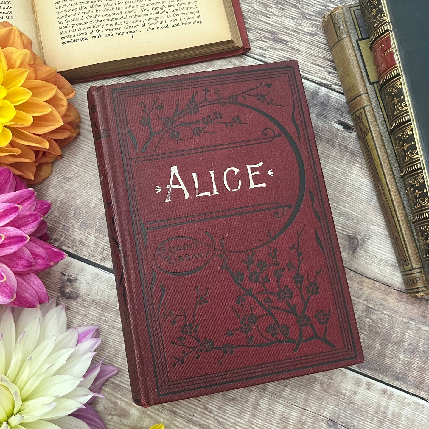 Alice by Lord Lytton Beautiful Antique Floral Binding Book