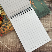 Load image into Gallery viewer, Spiral Bound Lined Notebook; A6 with Antique Book Art Cover
