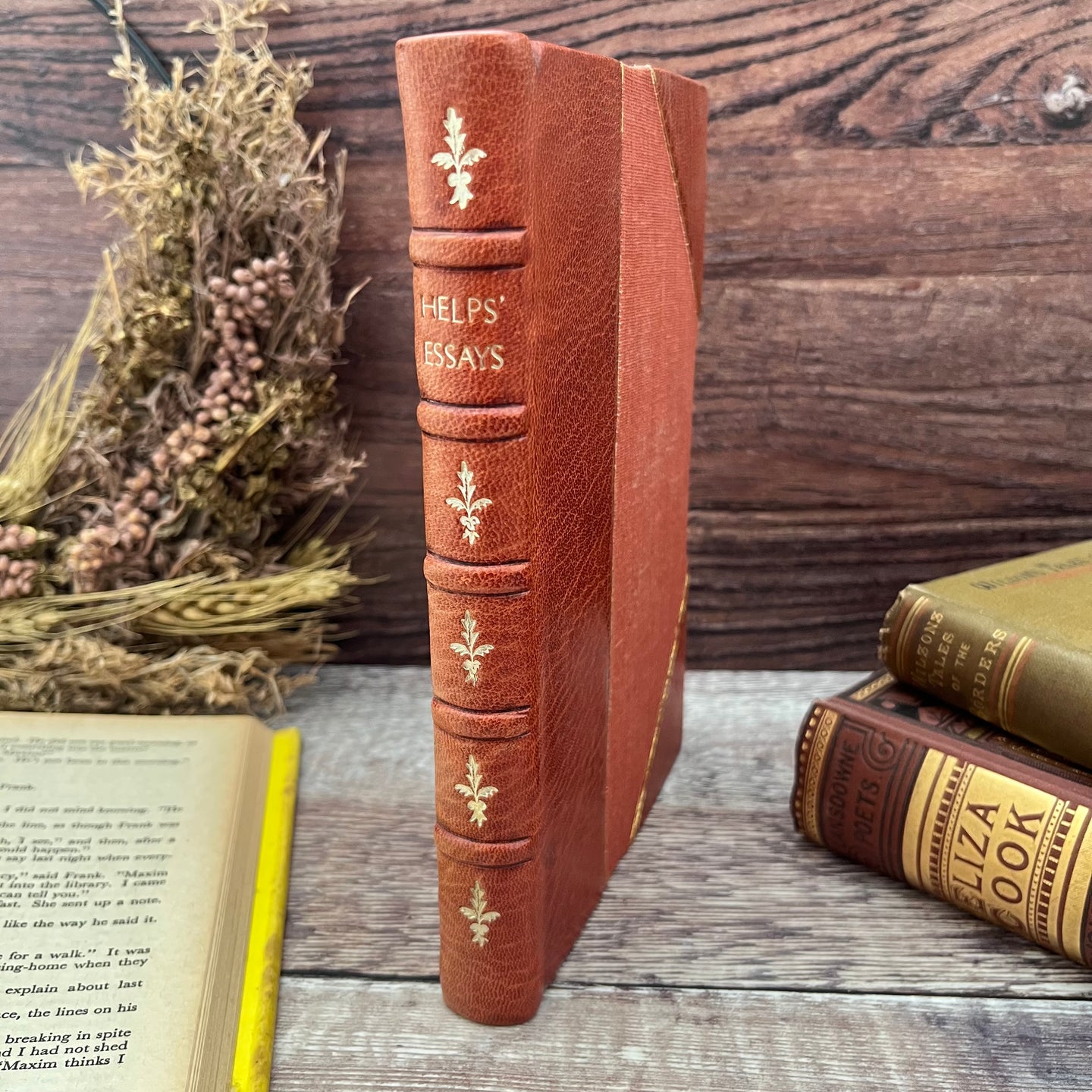 1848 Essays Written in the Intervals of Business by Arthur Helps Half Leather Binding