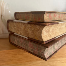 Load image into Gallery viewer, Stack of Three Early 20th Century Half Leather Vintage Books with Gilt Decorated Spines
