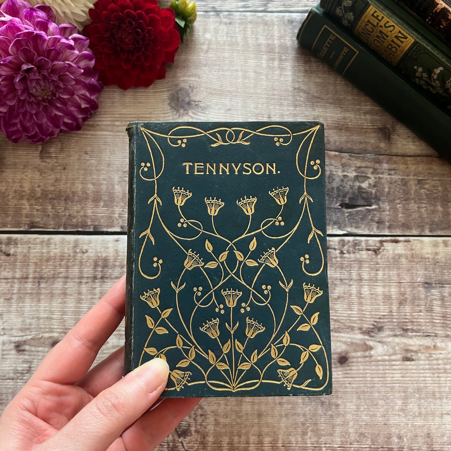 Full Leather Book of Poetry by Lord Alfred Tennyson With Floral Gilt