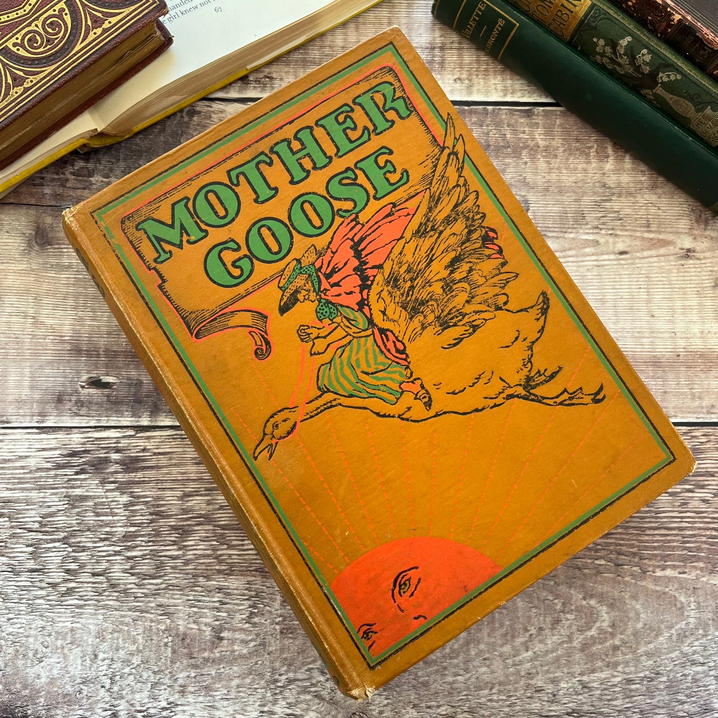 1932 Mother Goose Collection of Illustrated Nursery Rhymes Antique Book