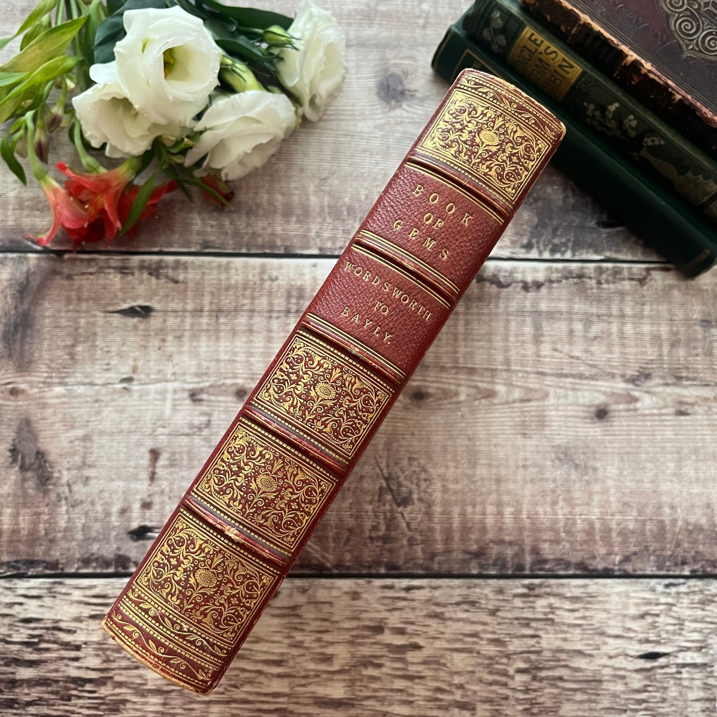 1853 The Book of Gems Modern Poets and Artists Poetry Full Leather Book