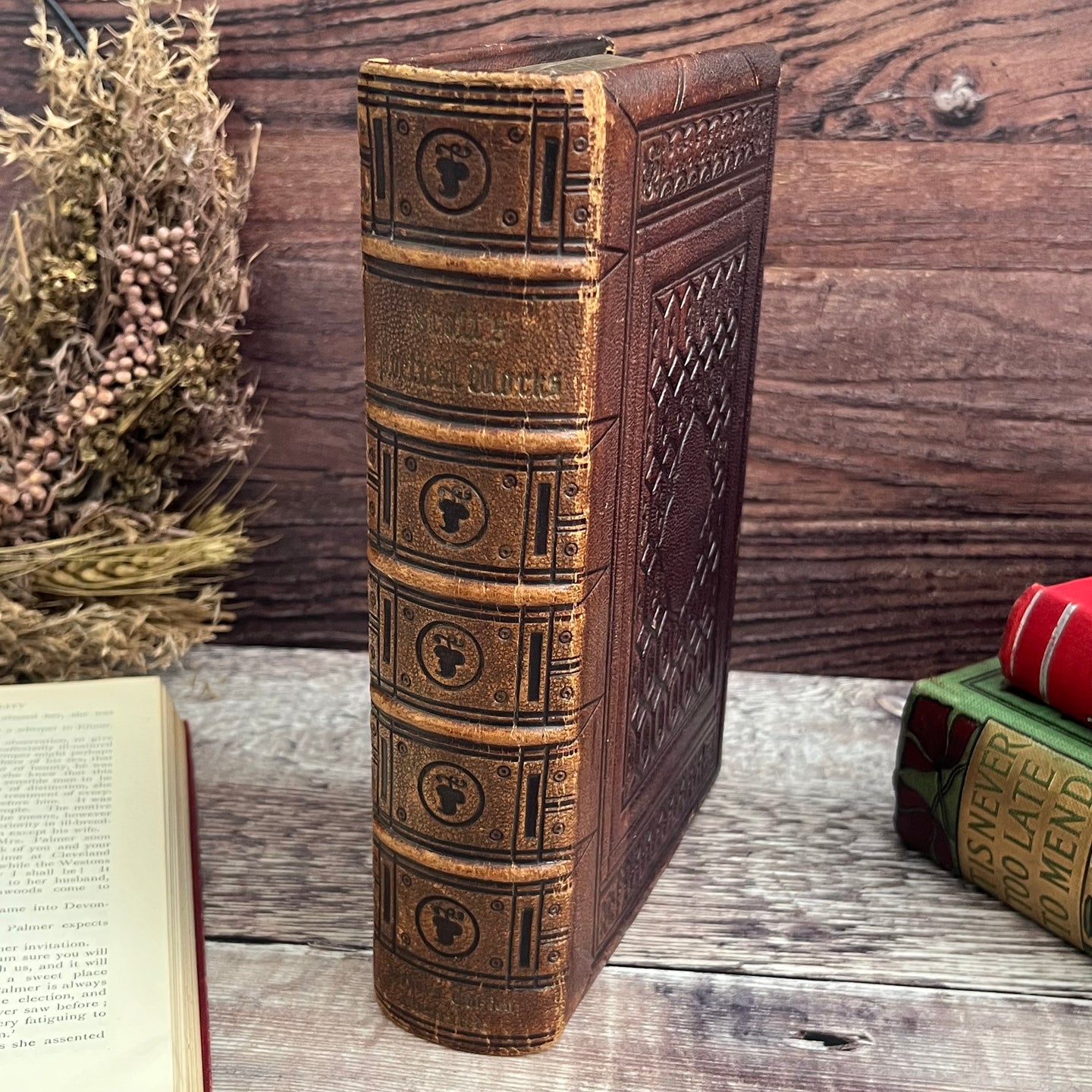 1857 The Poetical Works of Sir Walter Scott Full Morocco Leather Gauffered Edges