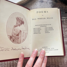Load image into Gallery viewer, Poems of Ella Wheeler Wilcox Miniature Yapp Leather Suede Binding Antique Roses Book
