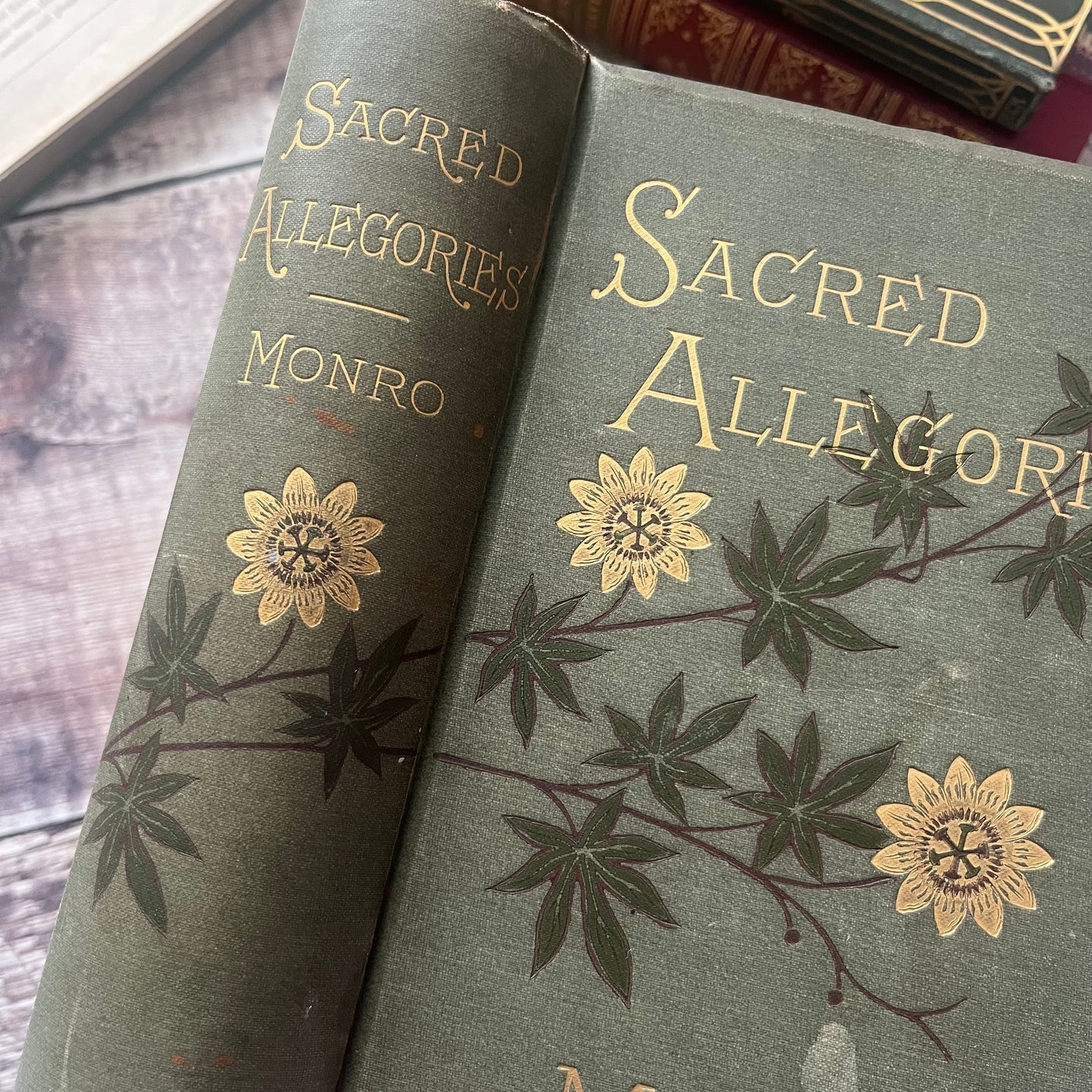 1882 Sacred Allegories by Rev Edward Monro Beautiful Floral Victorian Book