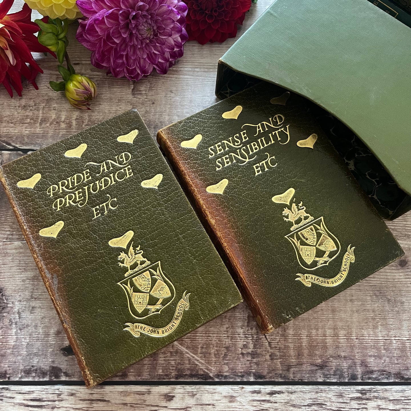 Rare Boxed Set of the Novels of Jane Austen in Two Leather Bound Volumes 1904 (Et)