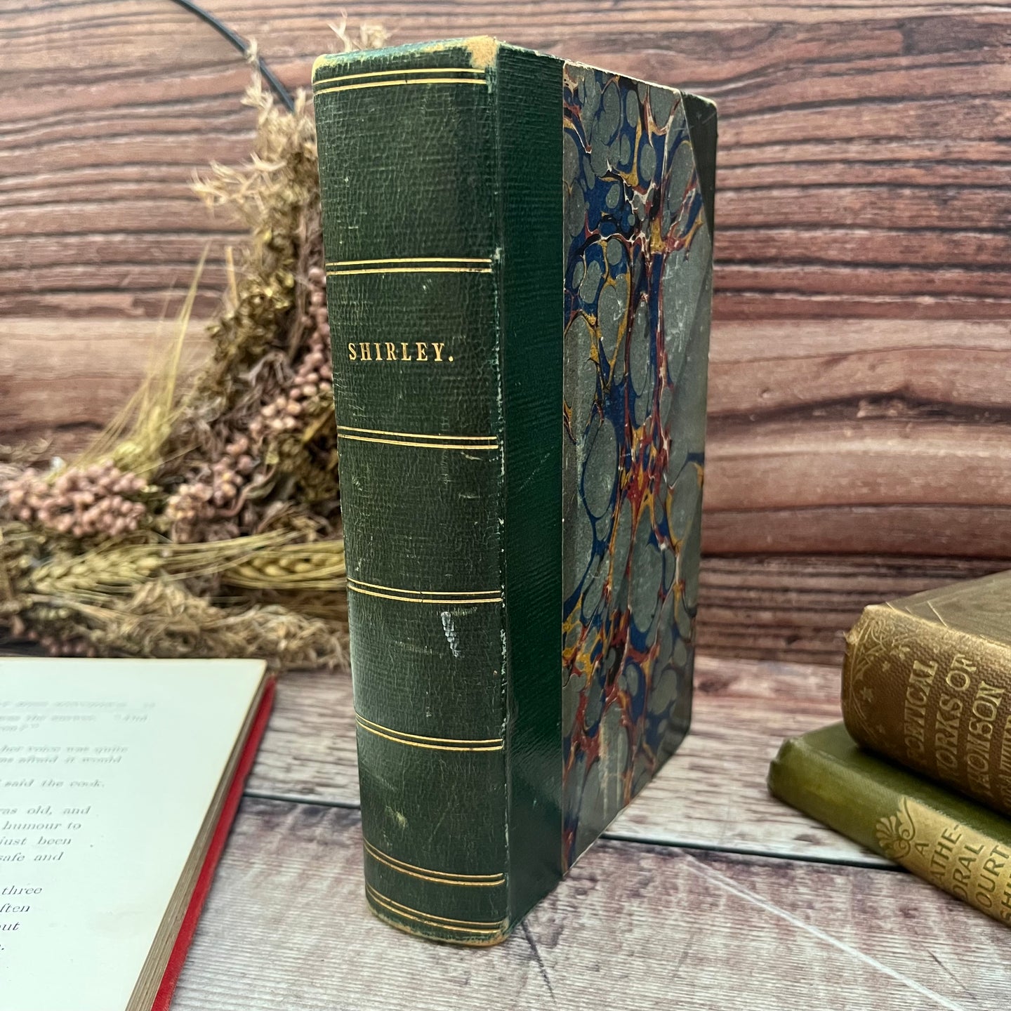 1857 Shirley A Tale by Currer Bell Charlotte Bronte Half Leather Early Victorian Book