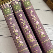 Load image into Gallery viewer, Collection of Three French Books by Comtesse de Segur; Floral Lilac Bindings 1979
