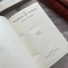 Load image into Gallery viewer, 1928 The Woman in White by Wilkie Collins Half Calf Book with Marbled Edges
