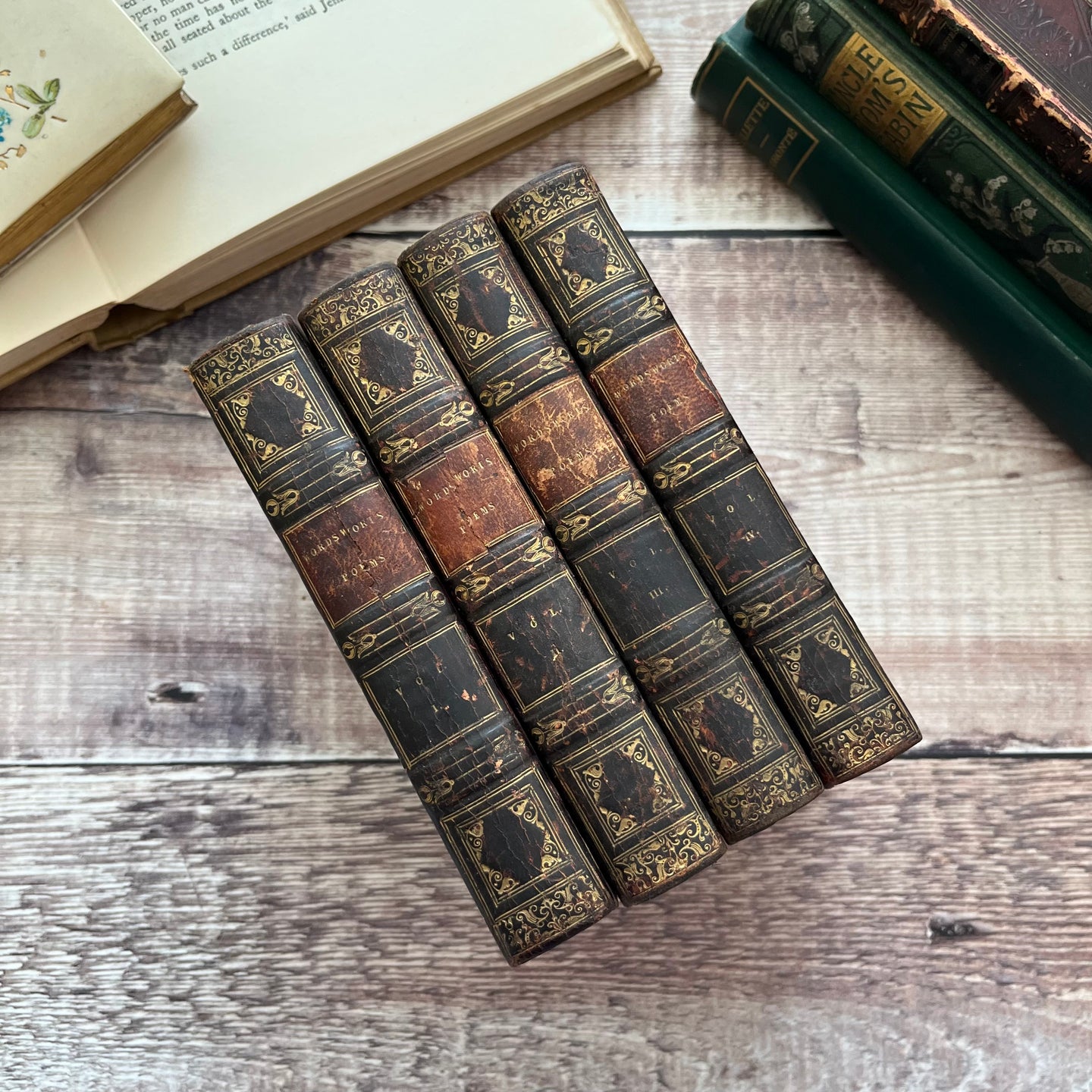 1832 Four Volume Collection of William Wordsworth Poems Poetry Full Leather
