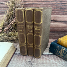 Load image into Gallery viewer, 1844 Frank by Maria Edgeworth Three Volumes in Original Cloth Early Victorian Books

