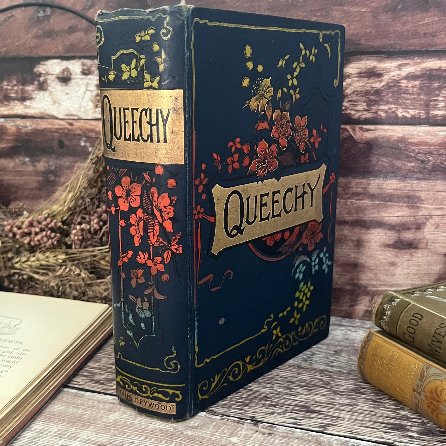 Queechy by Elizabeth Wetherell Antique Book with Floral Binding