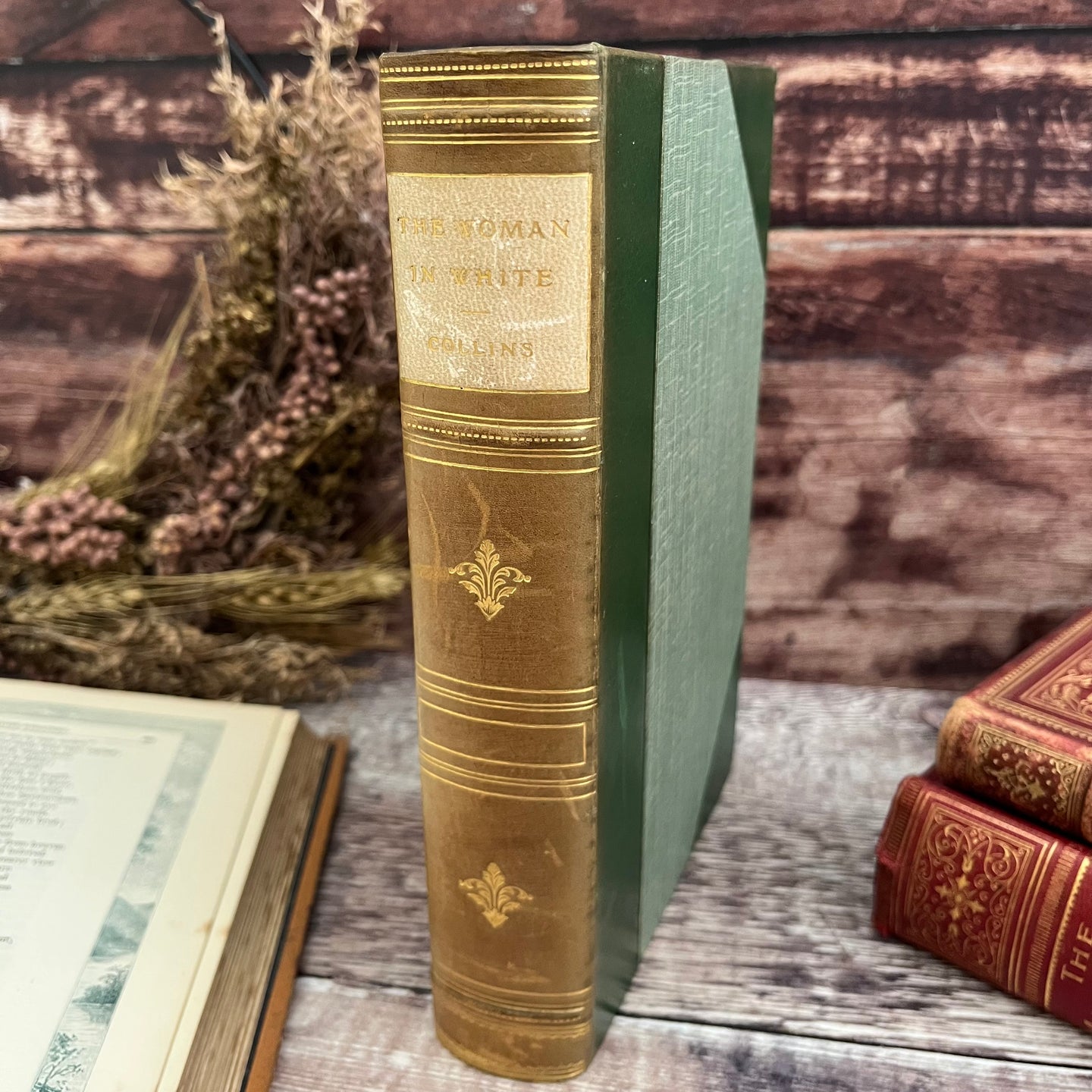 1928 The Woman in White by Wilkie Collins Half Calf Book with Marbled Edges
